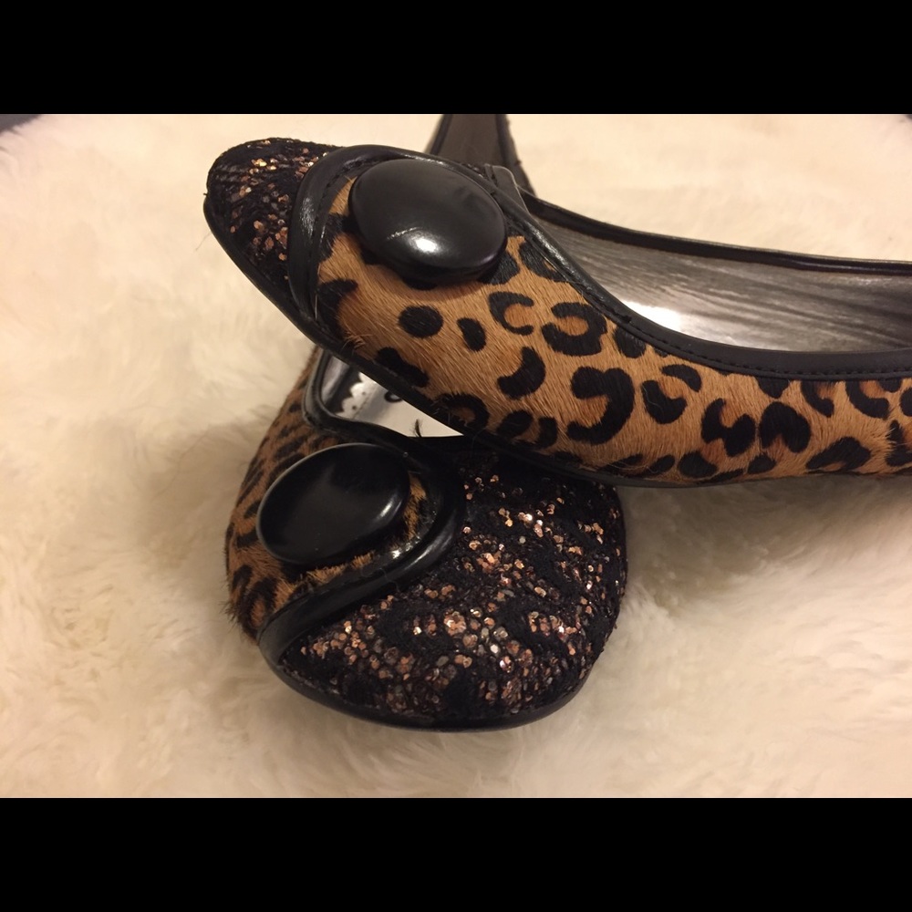 Naughty Monkey animal print/glitter flats.